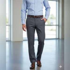 NWT! Haggar Men Premium Iron Free Khaki Classic Fit Gray Flat Front -  32 X 30